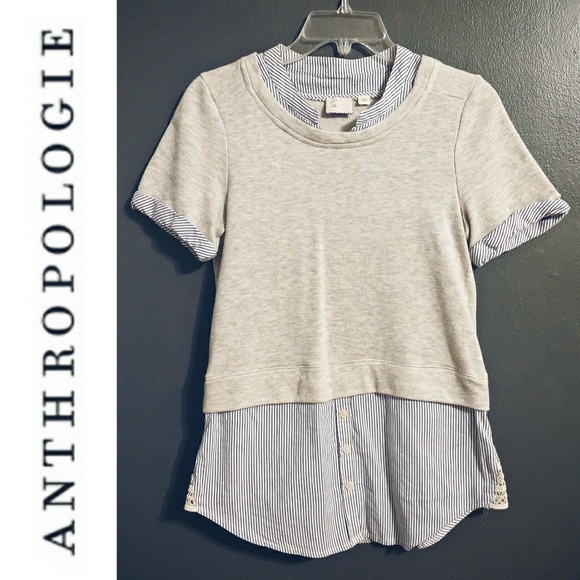 Anthropologie Tops - Anthropologie Postage Stamp Brand layered tshirt